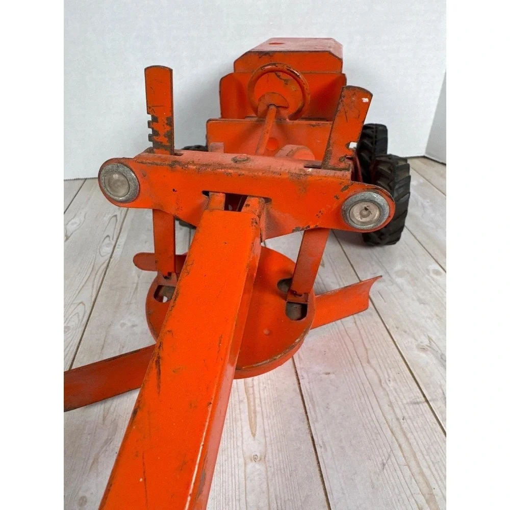 Vintage 1950s Ny-Lint Toys Pressed Steel Road Grader Orange 19 inch Construction